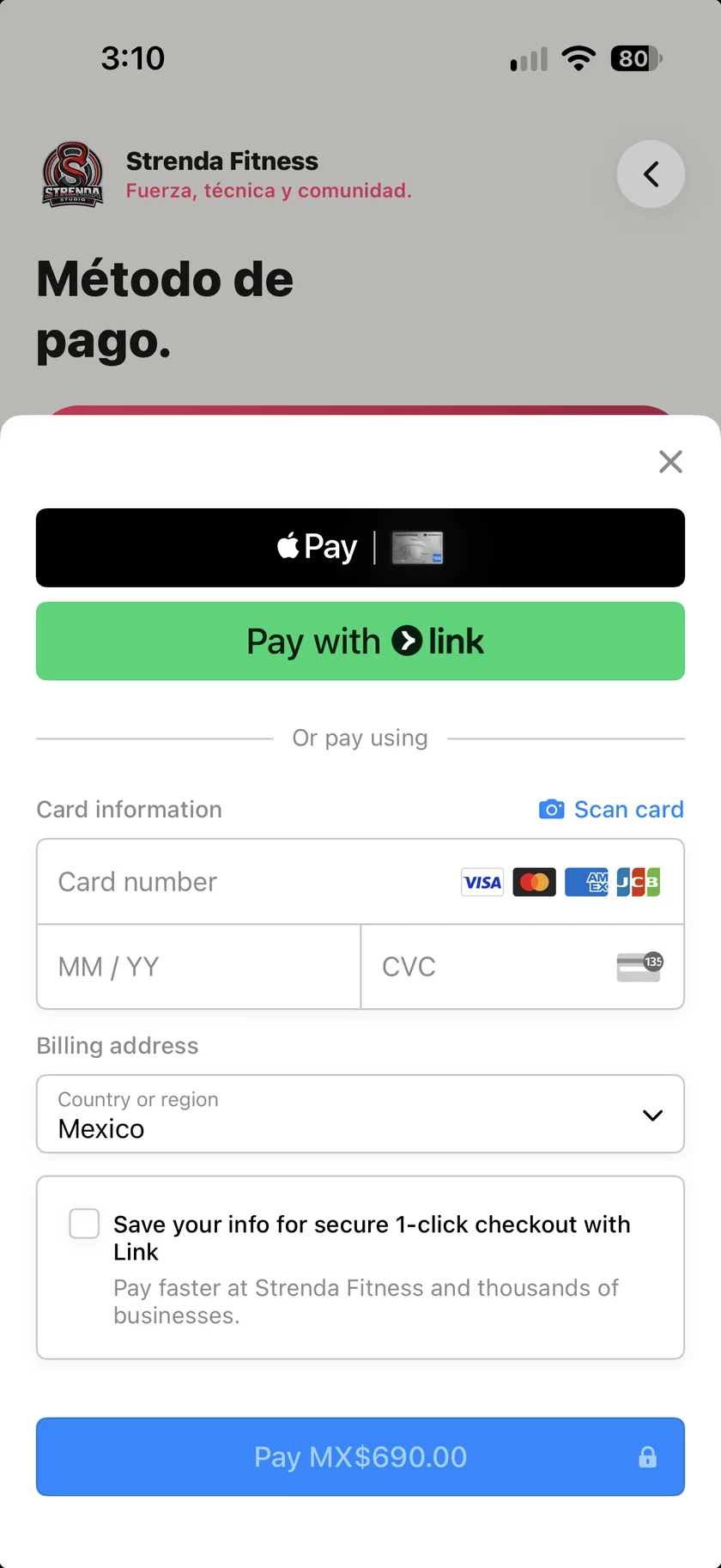 Pago con tarjeta y Apple Pay