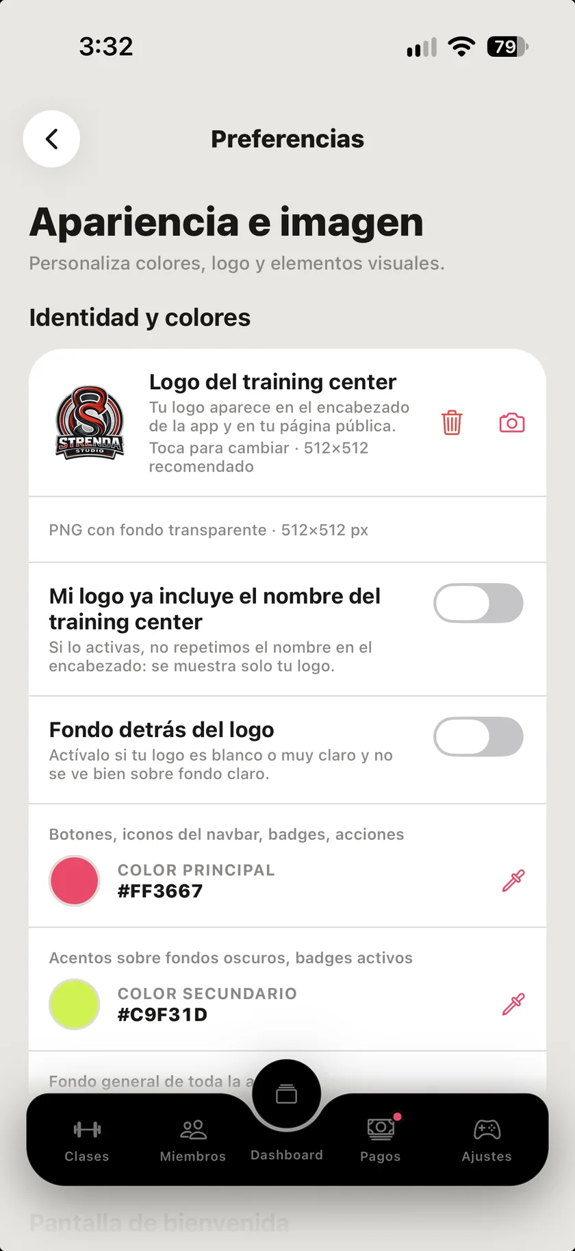 Apariencia e imagen: logo y colores del training center